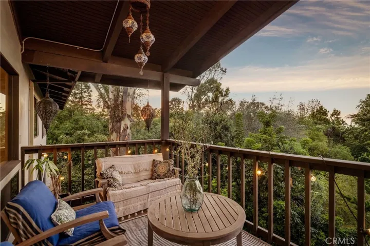Exterior balcony at sunset