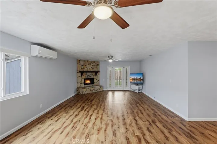 Fire in fireplace is digitally altered.