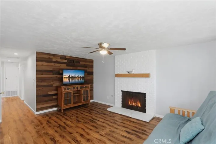 Fire in fireplace is digitally altered.