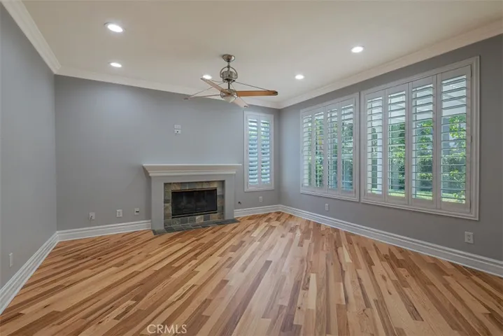 Spacious family room overlooking the backyard.