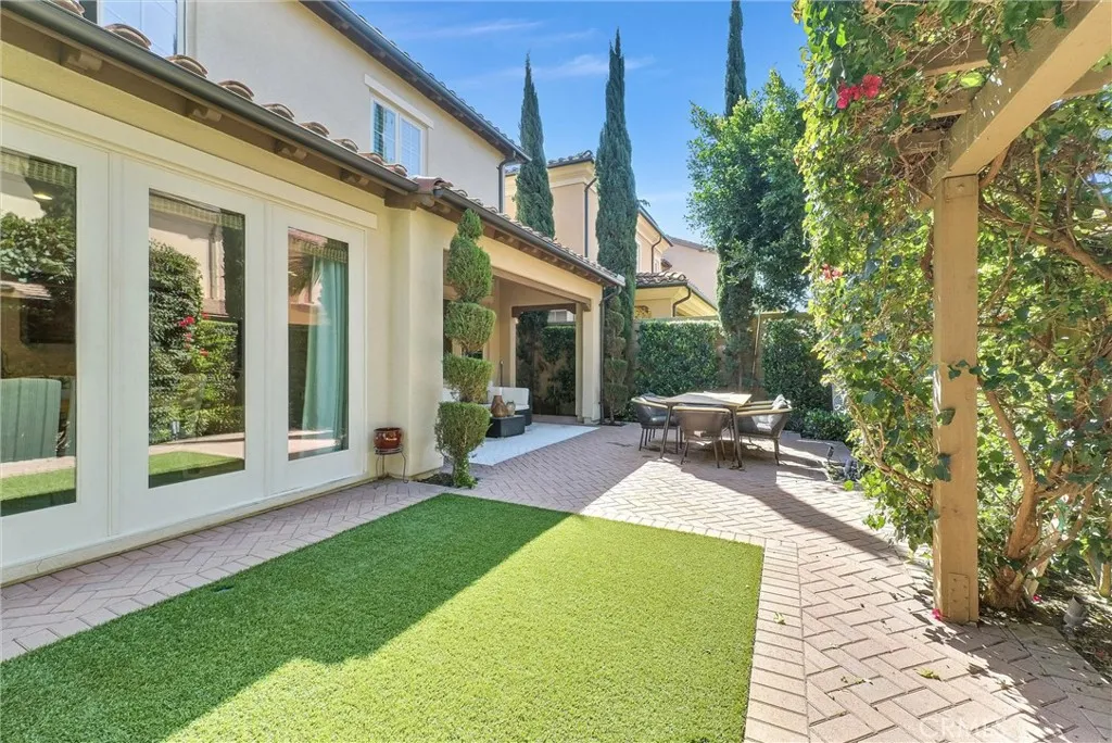 Artificial turf in backyard