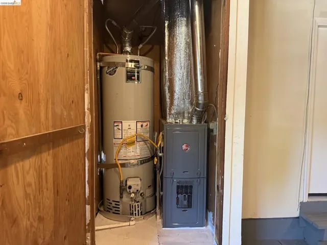 Water heater and furnace housed within a utility closet