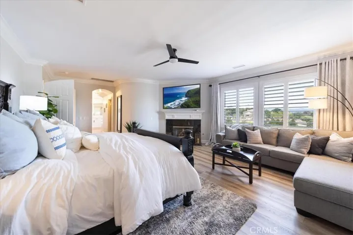 Master bedroom with fireplace.