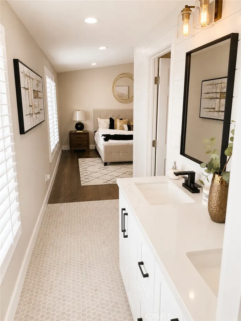 Master Bathroom Overlooking Master Bedroom