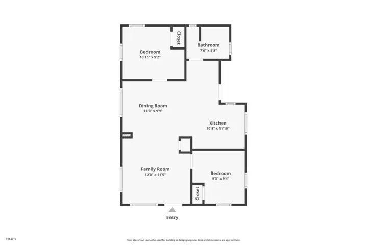 Front Unit 2 bed, 1 bath