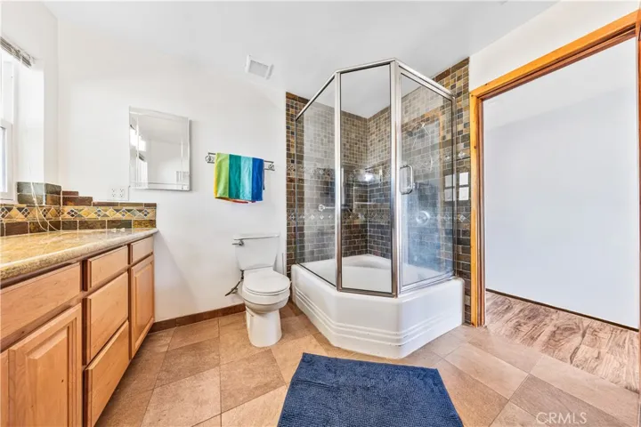 Glass enclosed walk-in shower