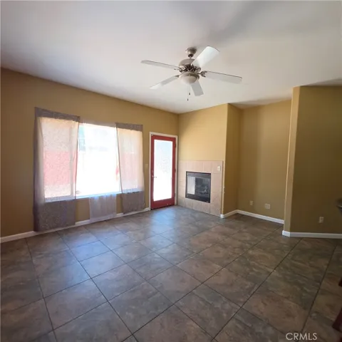 Family room fireplace, door to back patio