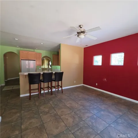 Family room fire place, door to back patio