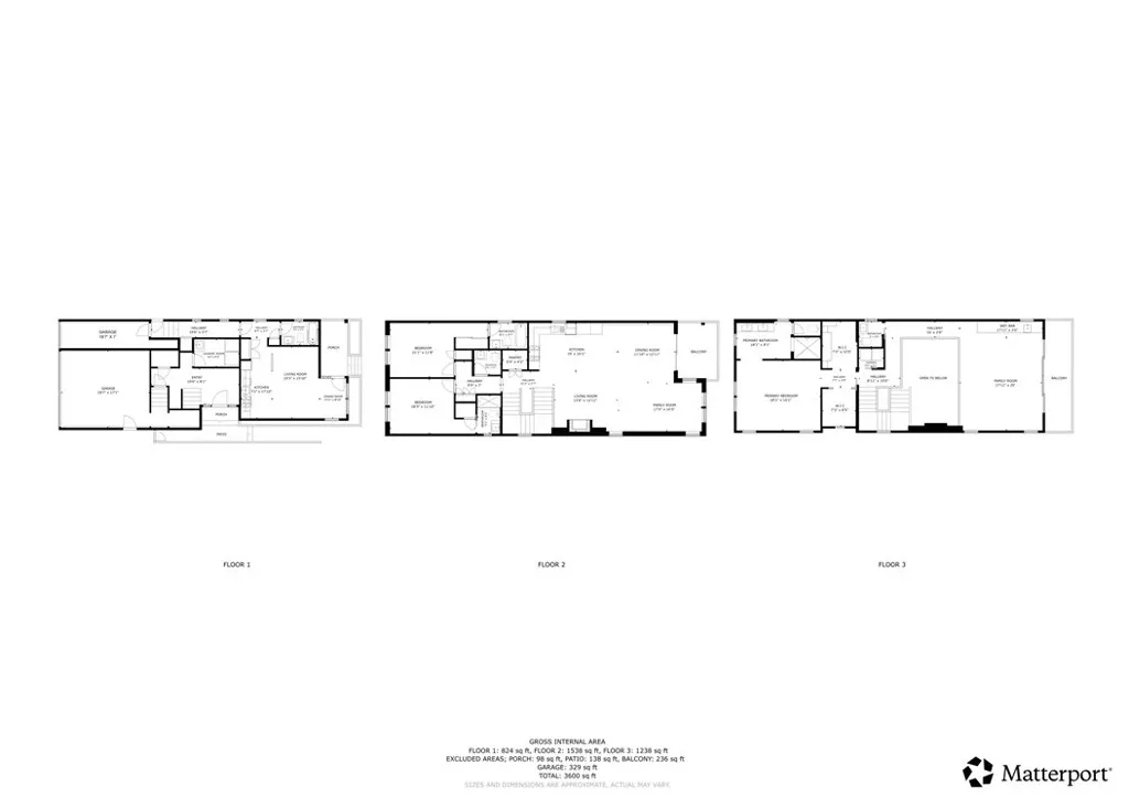 Floorplan including all three levels
