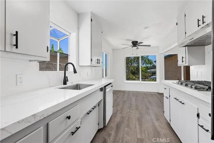 Remodeled kitchen looking towards dining area.