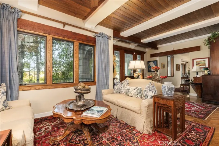 Lead glass windows add to the character of the home.