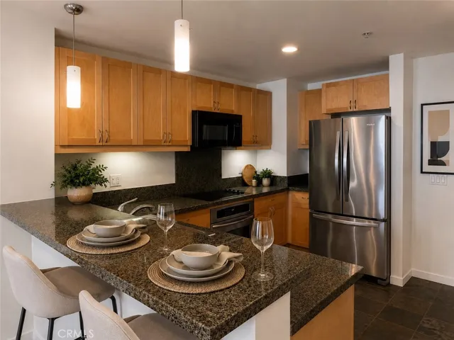 Virtually Staged Open Kitchen with Countertop bar