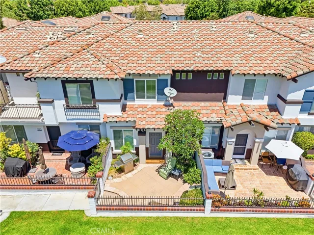 aerial view of patio and home