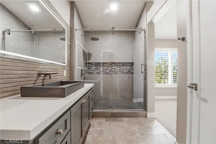 upgraded sink, vanity and shower