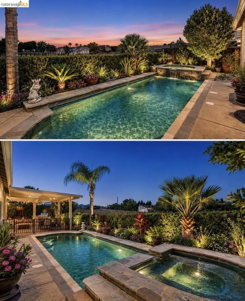 Property Feature Documentation. Illustrating the outdoor pool and landscaping elements of the property