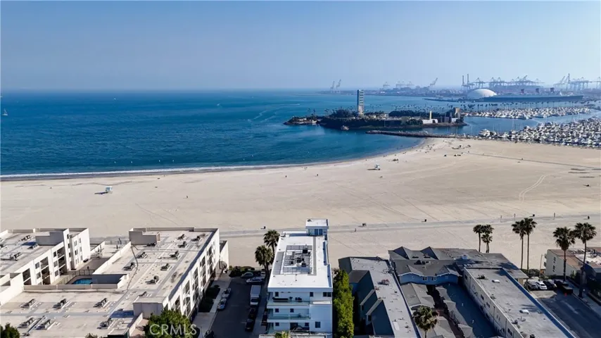 Aerial view of complex and coastline.