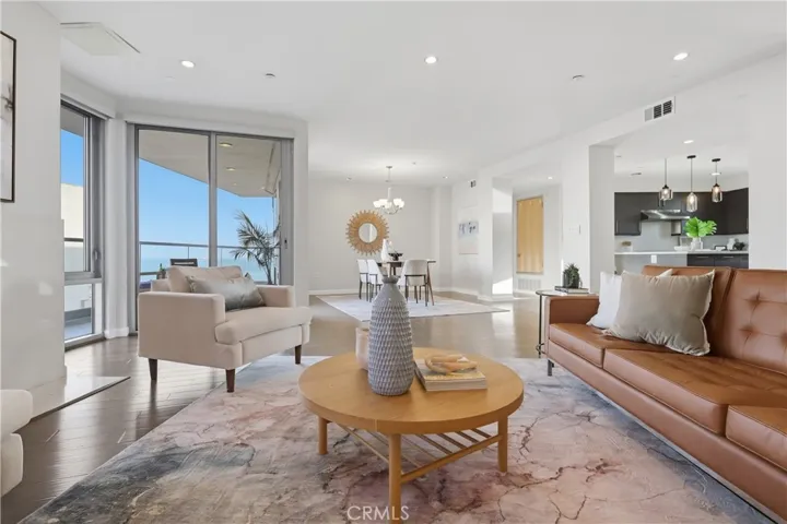 Bright open livingroom with white water views