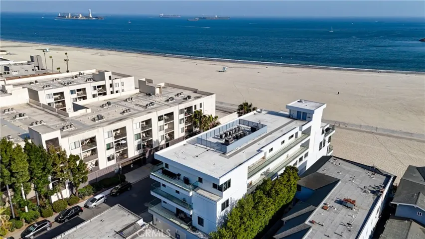 Aerial view of complex and coastline.