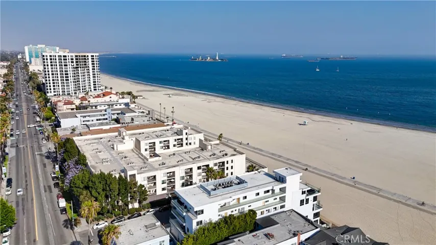 Aerial view of complex and coastline.