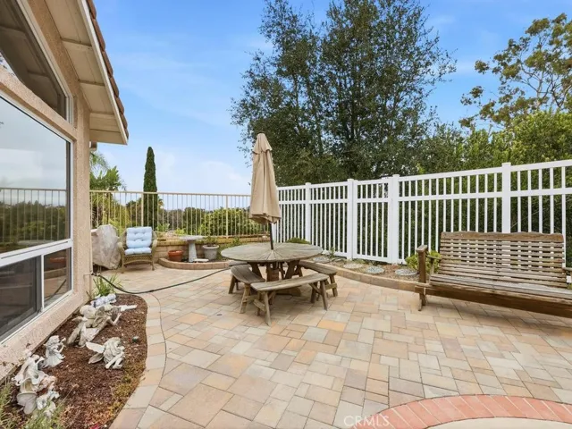 Patio with view of hills