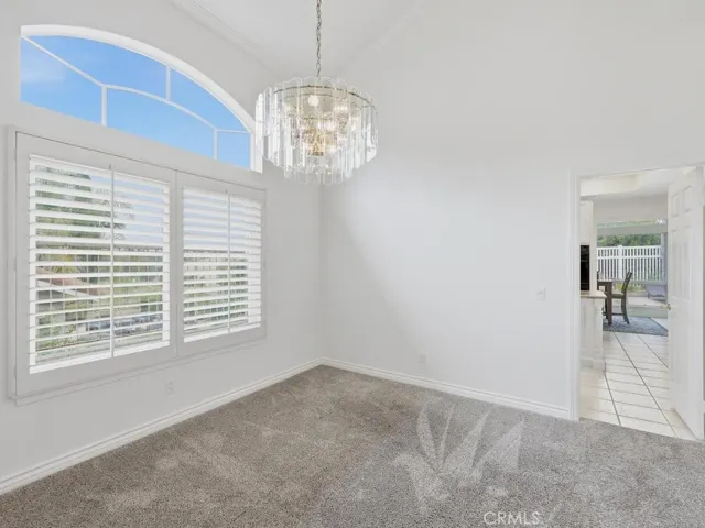 Dining room with view of hills