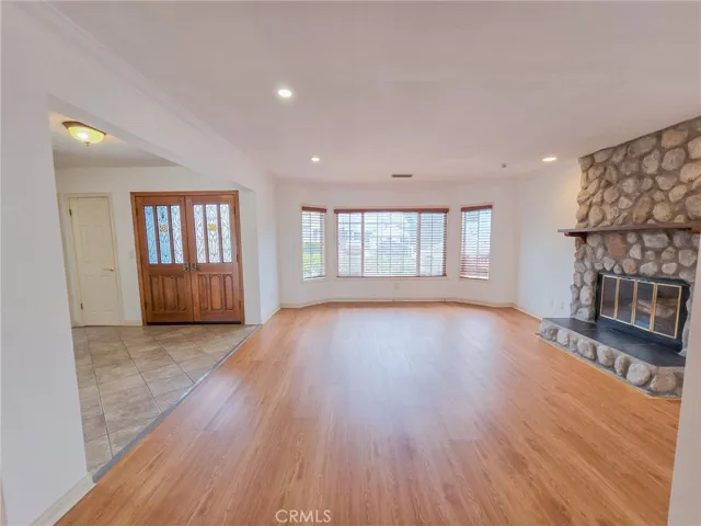 Living room and fireplace