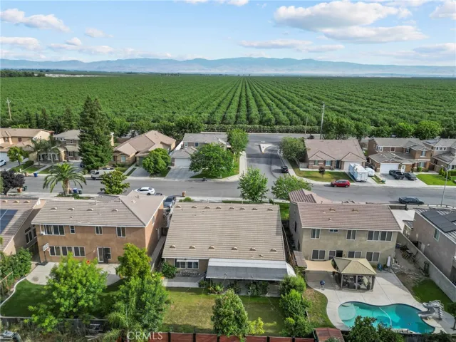 View from drone of orchard across street