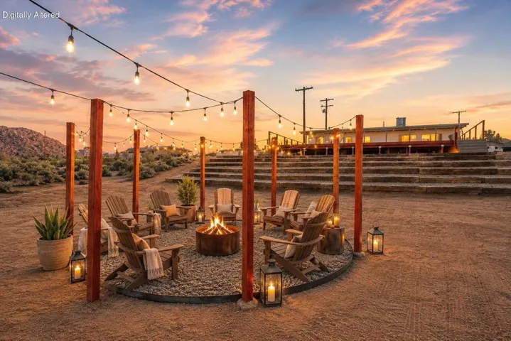 Firepit area at dusk