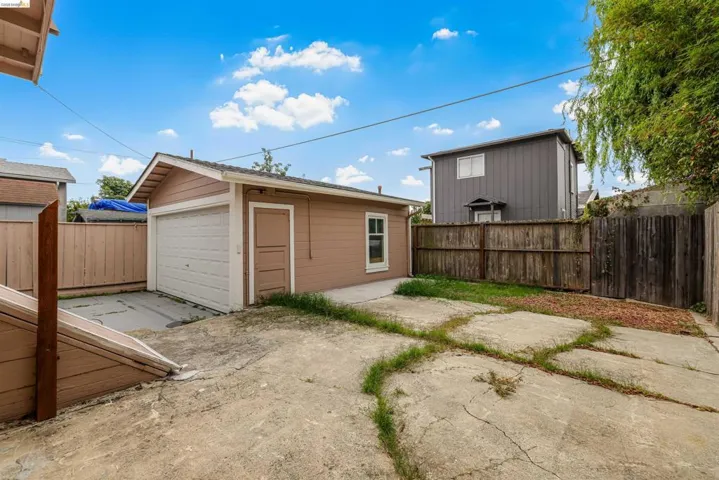 View of detached garage
