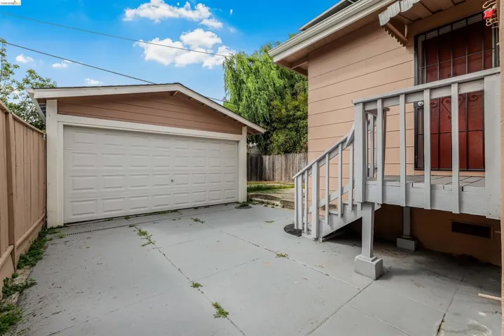 View of detached garage