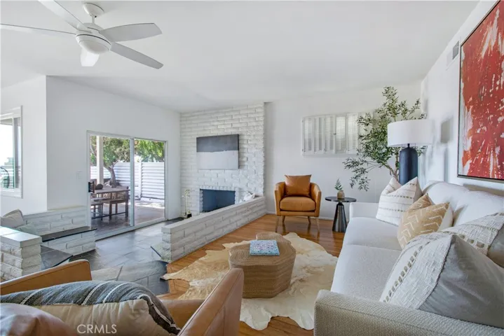 View from living room towards fireplace sitting area.