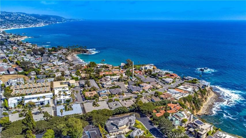 Aerial view of south of ocean and proximity of house to ocean.