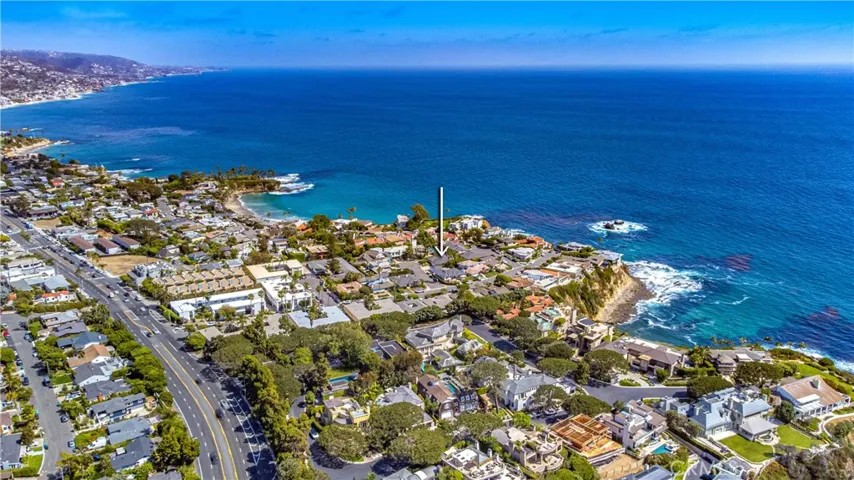 Aerial view of south of ocean and proximity of house to ocean.