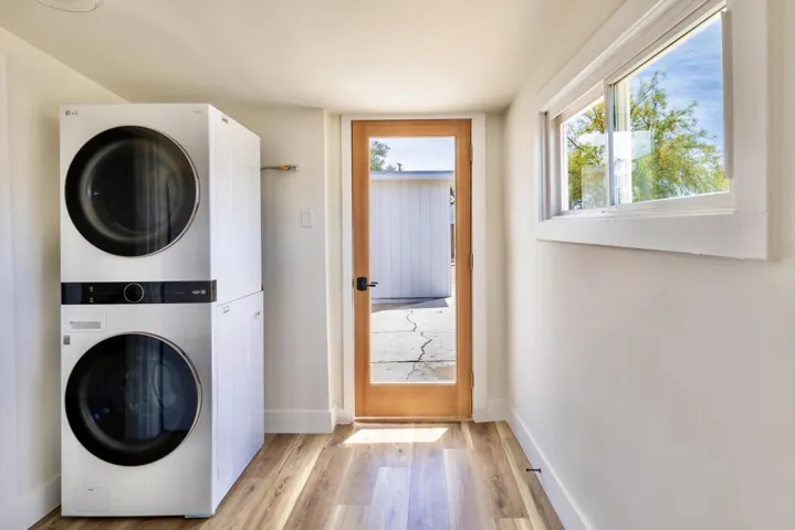 Looking out of kitchen into backyard
