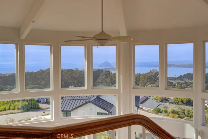 upstairs view of Morro bar rock , Baywood and pacific ocean
