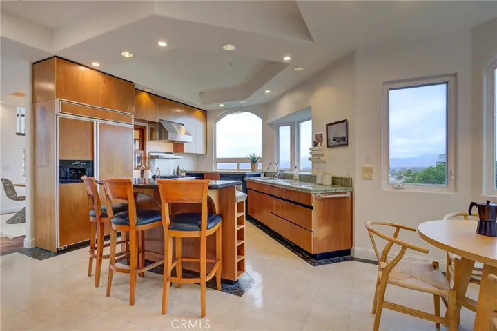kitchen area with counter top seating