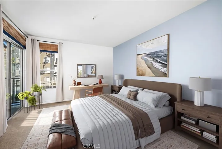 Primary bedroom digitally staged