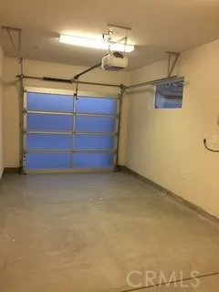 Garage interior with modern opaque garage door