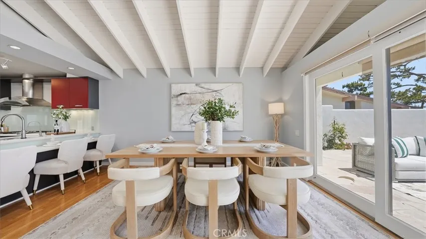 dining room opens to kitchen