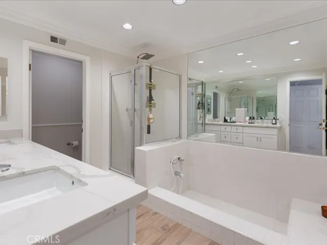 Primary bathroom powder, shower and tub