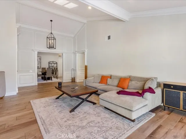 Living room perspective from french doors