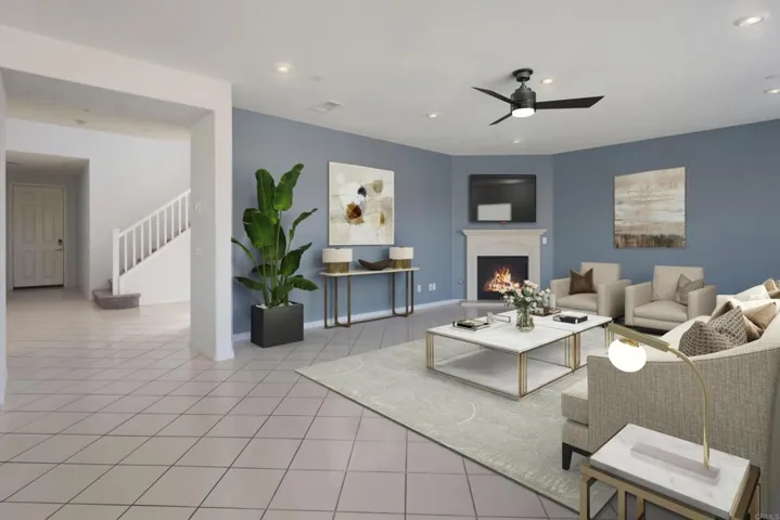 Virtually staged photo to help visualize the potential of the living room.