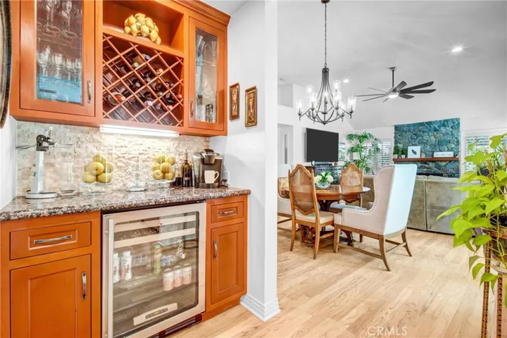 Wine and coffee station in kitchen