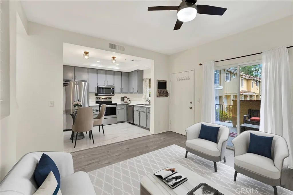kitchen and living area - virtually staged