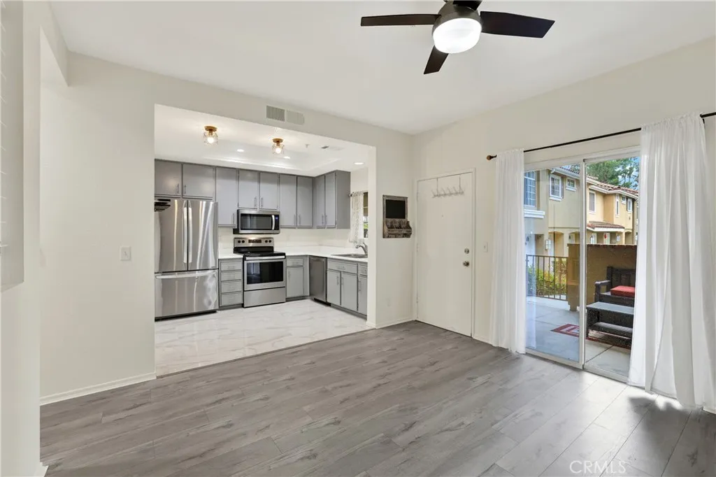 kitchen and living area
