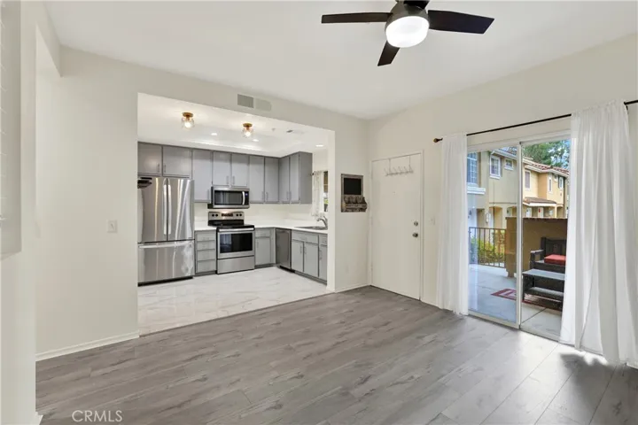 kitchen and living area