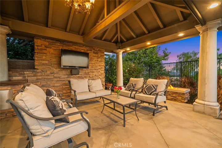 Covered Patio with Firepit and View