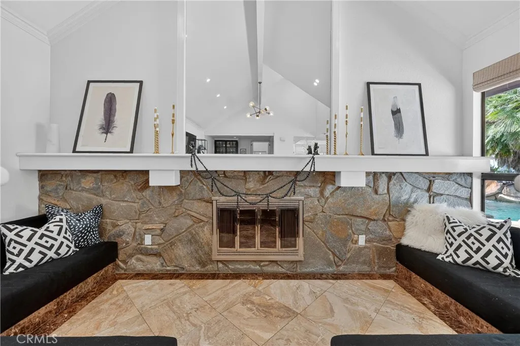 Conversation room with fireplace