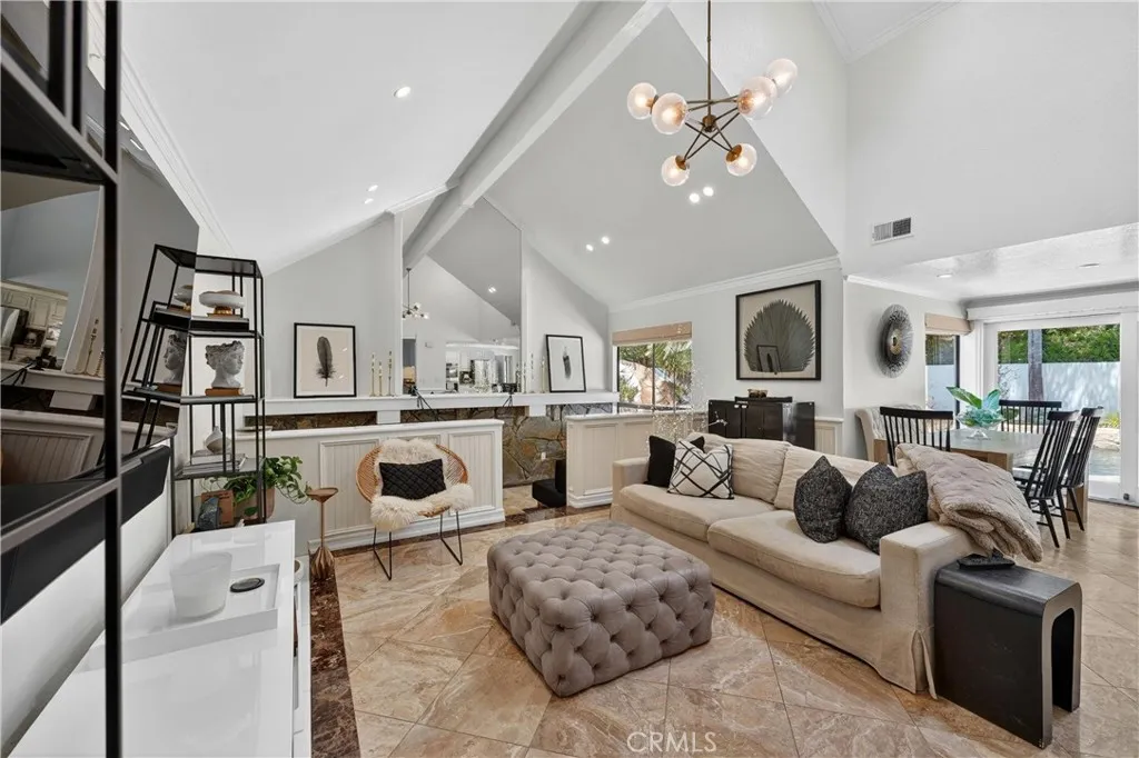 Family room with view into conversation room