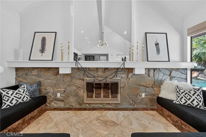 Conversation room with fireplace